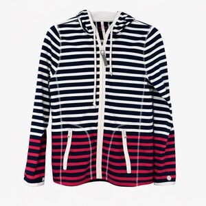 Talbots Striped Hooded Athletic Jacket